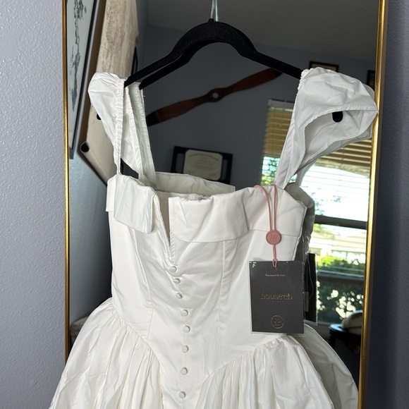 House of Cb ‘Florence’ White Cotton Corset Mini Dress NWT - Picture 10 of 12